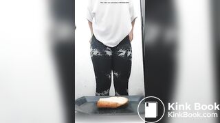 Fat ass girl with tatoos shits on a plate part 2