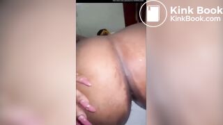 Light skin ebony fist & gape her ass with cucumber