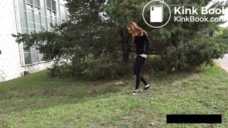 Hot redhead accidental poop while peeing