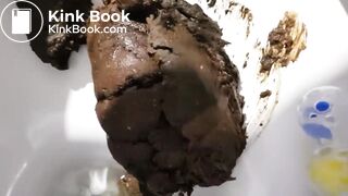 Huge white panty poop under skirt