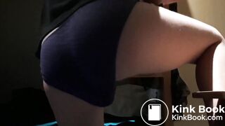 Handcuffed girl desperately poops herself