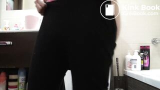 girl pushes out long turd