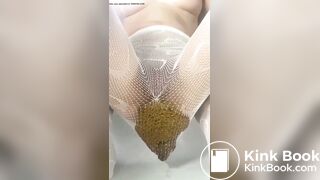 girl drops a massive load of shit in her fishnets