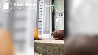 Public scat painting pumpkin