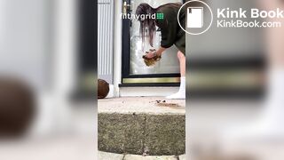 Public scat painting pumpkin