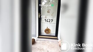 Public scat painting pumpkin