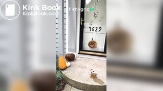 Public scat painting pumpkin