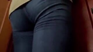 Girls navy colour jeans poop