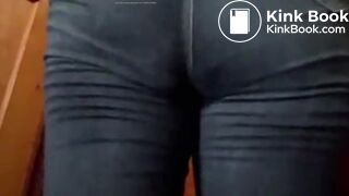 Girls navy colour jeans poop