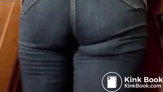 Girls navy colour jeans poop