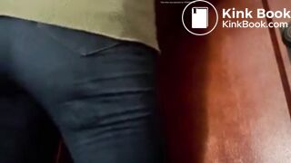 Girls navy colour jeans poop