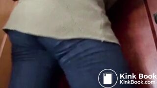 Girls navy colour jeans poop