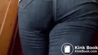 Girls navy colour jeans poop