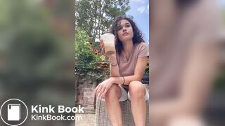 Dirty girl shitting outdoors