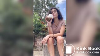 Dirty girl shitting outdoors