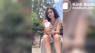 Dirty girl shitting outdoors