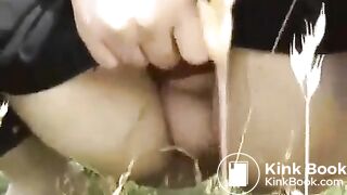 Russian girl outdoor pee and poo..