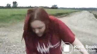 Russian girl outdoor pee and poo..