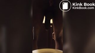 Guy takes a shit after waking up from a nap