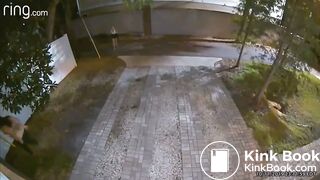 Drunk girl pooping on yard