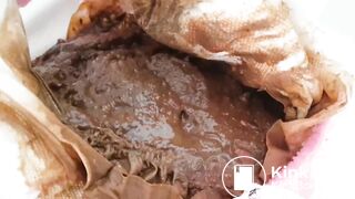 Big diaper poop and pee under blue dress