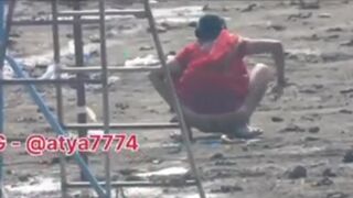 Desi shitting in field