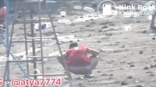 Desi shitting in field