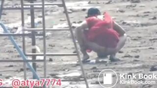 Desi shitting in field