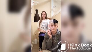 Girl siiting on toilet with her cuckold