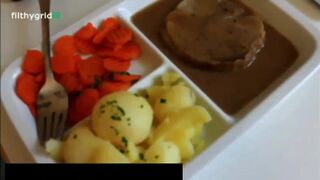 Brunette Girl straight up DIGESTS her food.