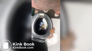 Girl shits in porta-potty but misses