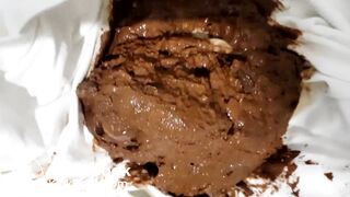 Big poop in white tights