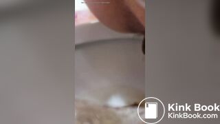 girl with very hairy pussy pooping and farting