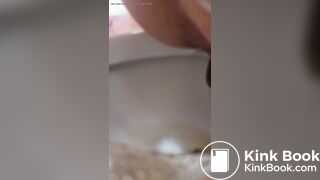 girl with very hairy pussy pooping and farting