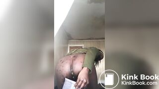 Dirty ebony girl prepares food