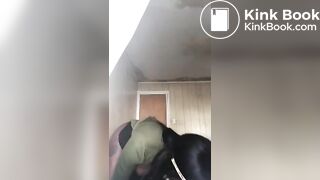 Dirty ebony girl prepares food