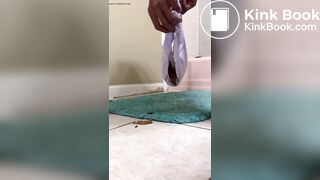 Messing her diaper pants..