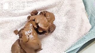 Young scat slut yoga pose pooping