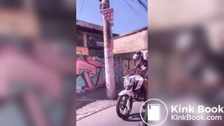 Woman Shits in Plastic Bag and Throws it at Motorcyclis