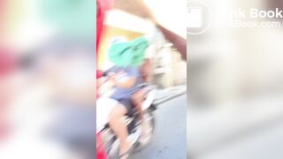 Woman Shits in Plastic Bag and Throws it at Motorcyclis