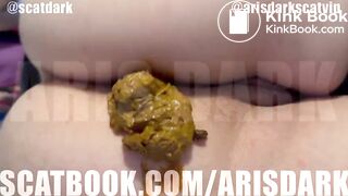 @scatdark Shitting hard poop on the bed with high heels