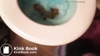 Redhead poops on a clogging toilet..