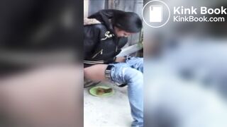 Girl pretends she’s giving birth while pooping