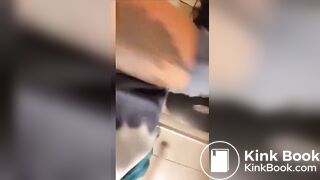 Blue haired girl dumping a hudge load