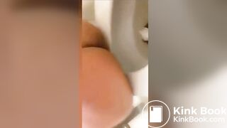 Blue haired girl dumping a hudge load