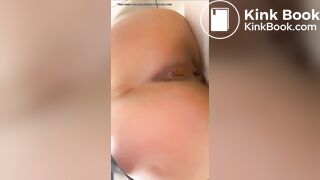 Blue haired girl dumping a hudge load