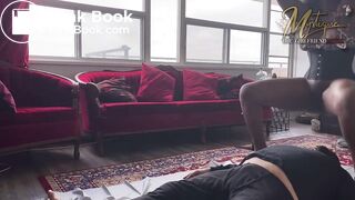 Ebony Mistress Shits on Slave's Face: A Human Toilet