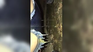 Ruining her pants in the woods..