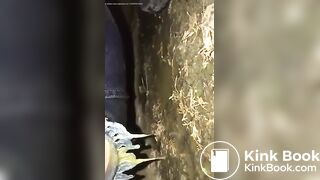 Ruining her pants in the woods..