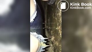 Ruining her pants in the woods..
